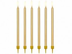 PartyDeco Birthday Candles - Metallic Gold 12pk
