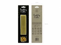 PartyDeco Birthday Candles - Metallic Gold 12pk