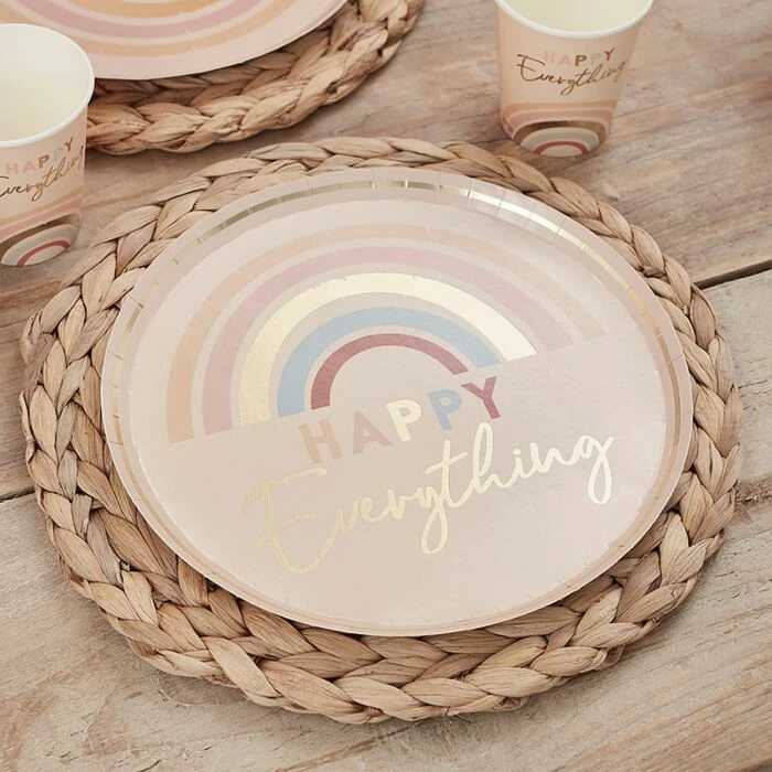 Favor Lane Happy Everything Natural Rainbow Plates 4 Favor Lane Happy Everything Natural Rainbow Plates