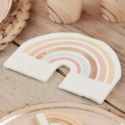 Favor Lane Napkins - Prints + Shapes Gold Foiled Natural Rainbow Fringe Napkins