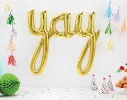 Favor Lane Foil Gold Script 'Yay' Balloon WEDDINGS