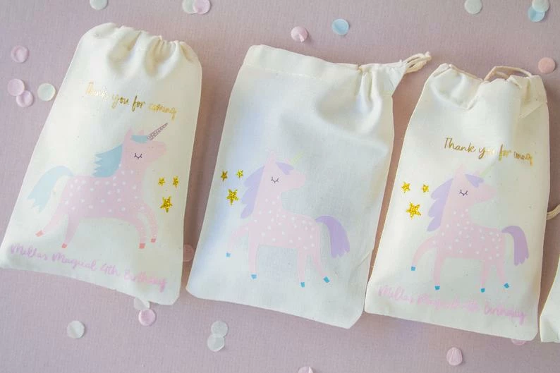 Favor Lane Calico Party Favour Bag - Unicorn Sparkle 4 Favor Lane Calico Party Favour Bag - Unicorn Sparkle