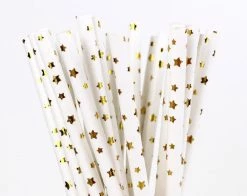 Favor Lane Paper Straws - Foil Gold Star