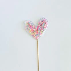 Favor Lane Confetti Filled PVC Cake Topper - Pastel Heart