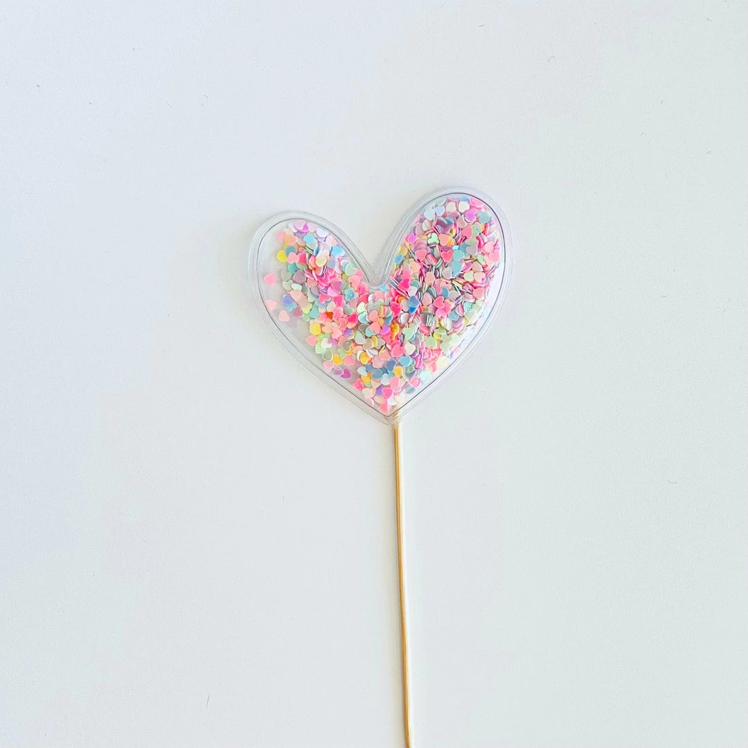 Favor Lane Confetti Filled PVC Cake Topper - Pastel Heart 4 Favor Lane Confetti Filled PVC Cake Topper - Pastel Heart