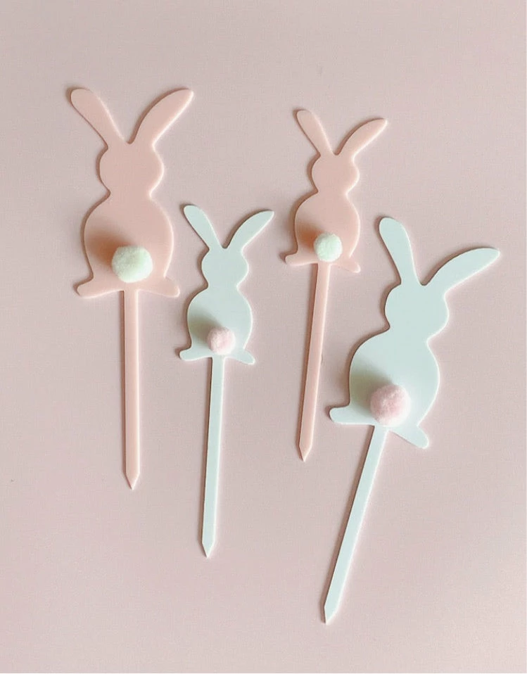 Favor Lane Cake Toppers Bunny Acrylic Cake Topper Set 3 Favor Lane Cake Toppers Bunny Acrylic Cake Topper Set