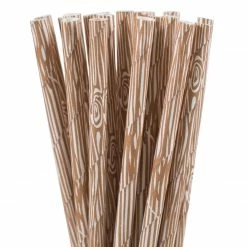 Favor Lane Paper Straws - Woodgrain