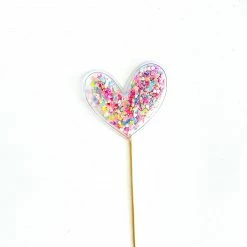 Favor Lane Confetti Filled PVC Cake Topper - Pastel Heart