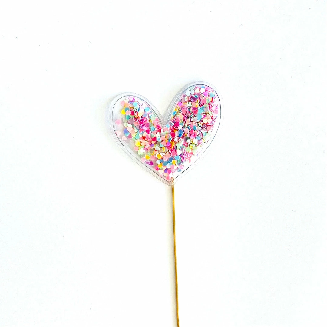 Favor Lane Confetti Filled PVC Cake Topper - Pastel Heart 3 Favor Lane Confetti Filled PVC Cake Topper - Pastel Heart