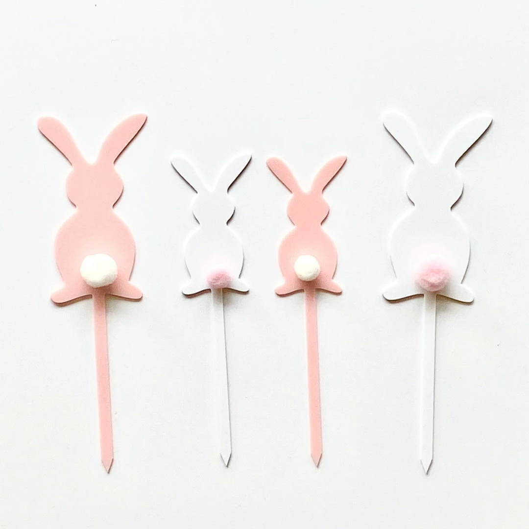 Favor Lane Cake Toppers Bunny Acrylic Cake Topper Set 5 Favor Lane Cake Toppers Bunny Acrylic Cake Topper Set