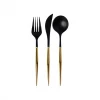 Favor Lane Bella Reusable Cutlery 24 Pce - Black + Gold