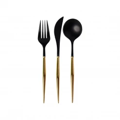 Favor Lane Bella Reusable Cutlery 24 Pce - Black + Gold