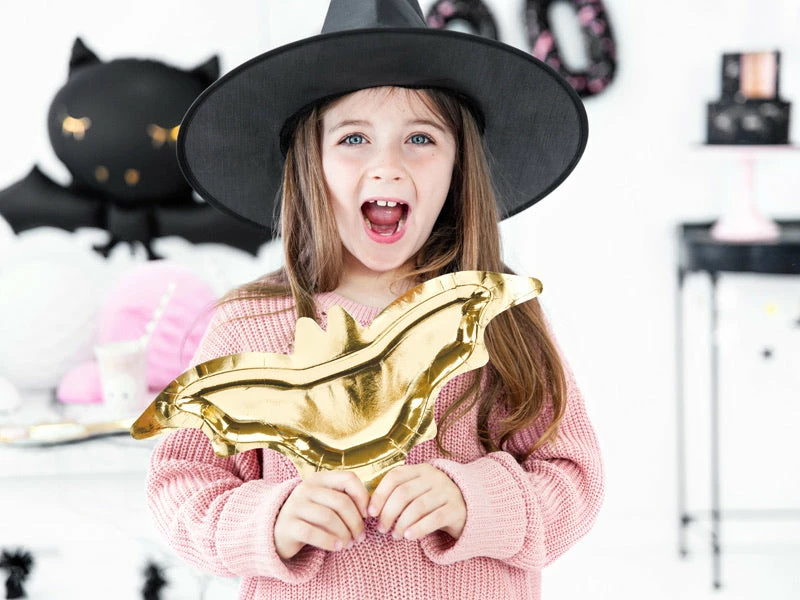 PartyDeco TABLEWARE Gold Foil Bat Plates 6 PartyDeco TABLEWARE Gold Foil Bat Plates