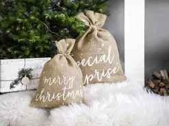 Favor Lane Favour/Party Bags Merry Christmas Jute Hessian Gift Sack