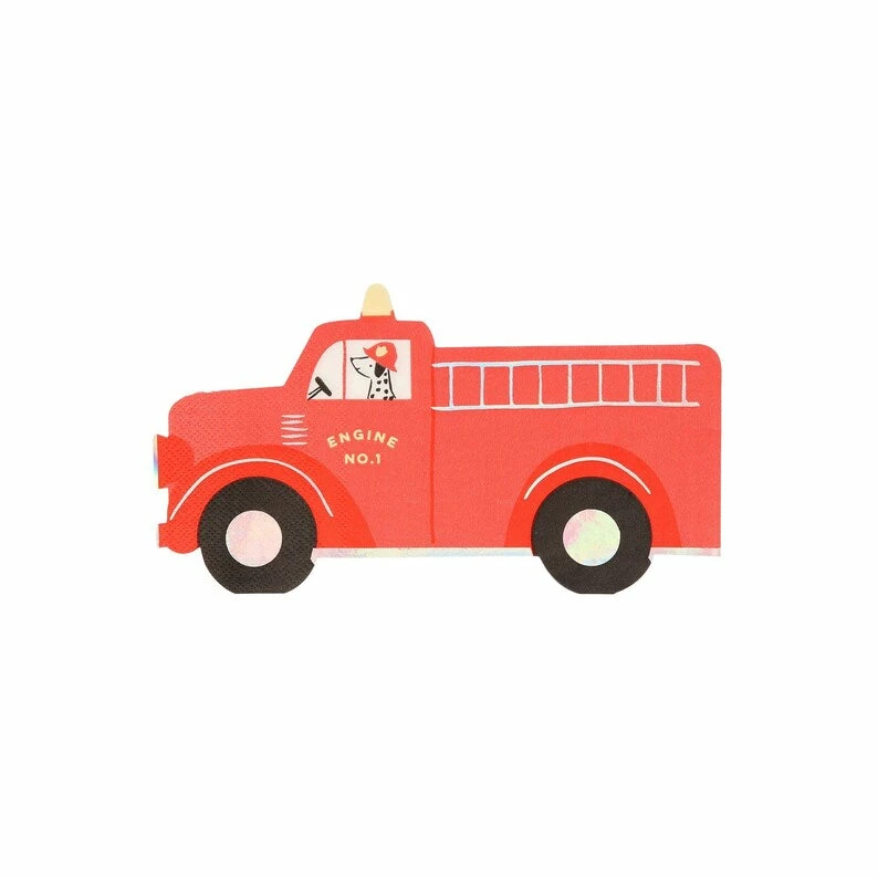 Meri Meri Party Napkins - Prints + Shapes Fire Truck Napkins 3 Meri Meri Party Napkins - Prints + Shapes Fire Truck Napkins