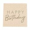 Ginger Ray Peach And Gold Happy Birthday Paper Napkins