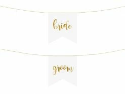 PartyDeco Bride + Groom Chair Signs WEDDINGS