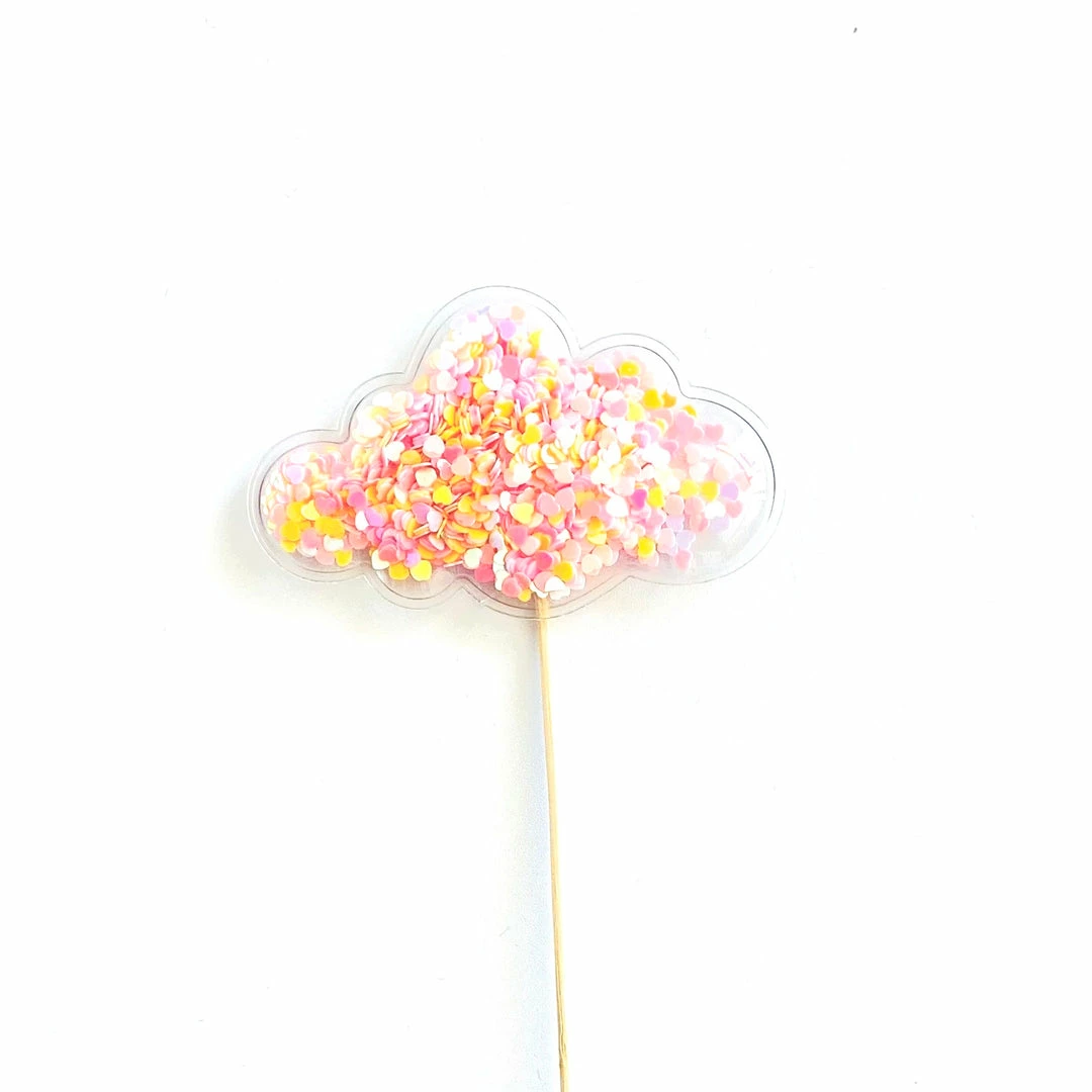 Favor Lane Confetti Filled PVC Cake Topper - Sherbet Cloud Cake Toppers 3 Favor Lane Confetti Filled PVC Cake Topper - Sherbet Cloud Cake Toppers