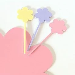 BarleyBoy Pastel Daisy Acrylic Cake Toppers - Set Of 3