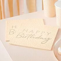 Ginger Ray Peach And Gold Happy Birthday Paper Napkins