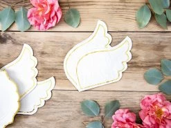 Favor Lane Napkins - Prints + Shapes White Angel Wing Paper Cocktail Napkins