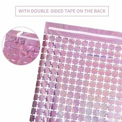 Favor Lane NEW Pink Sequin Look Foil Fringe Curtain Backdrop WEDDINGS