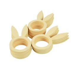 Favor Lane Wooden Bunny Ear Napkin Rings 4 Pack