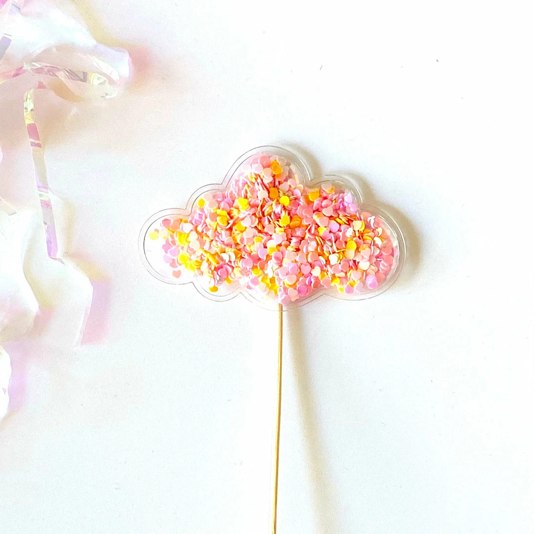 Favor Lane Confetti Filled PVC Cake Topper - Sherbet Cloud Cake Toppers 4 Favor Lane Confetti Filled PVC Cake Topper - Sherbet Cloud Cake Toppers