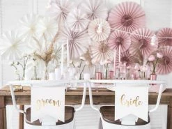 PartyDeco Bride + Groom Chair Signs WEDDINGS
