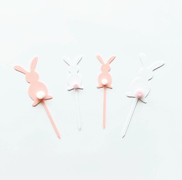 Favor Lane Cake Toppers Bunny Acrylic Cake Topper Set 4 Favor Lane Cake Toppers Bunny Acrylic Cake Topper Set