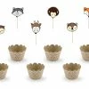 PartyDeco Woodland Party Cupcake Wrapper + Topper Set Baking Cups + Wrappers 1 PartyDeco Woodland Party Cupcake Wrapper + Topper Set Baking Cups + Wrappers