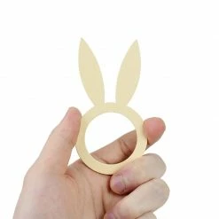 Favor Lane Wooden Bunny Ear Napkin Rings 4 Pack