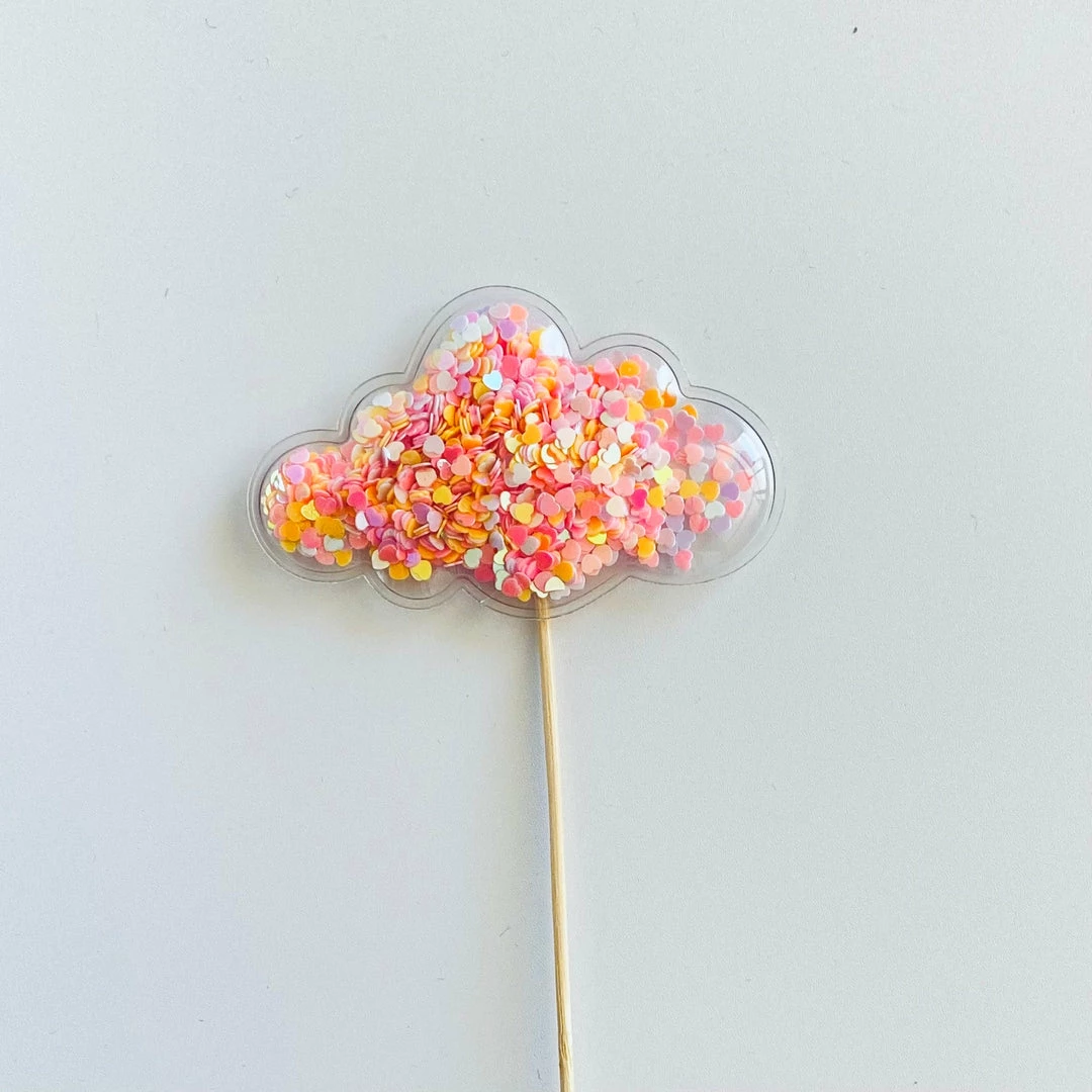 Favor Lane Confetti Filled PVC Cake Topper - Sherbet Cloud Cake Toppers 5 Favor Lane Confetti Filled PVC Cake Topper - Sherbet Cloud Cake Toppers