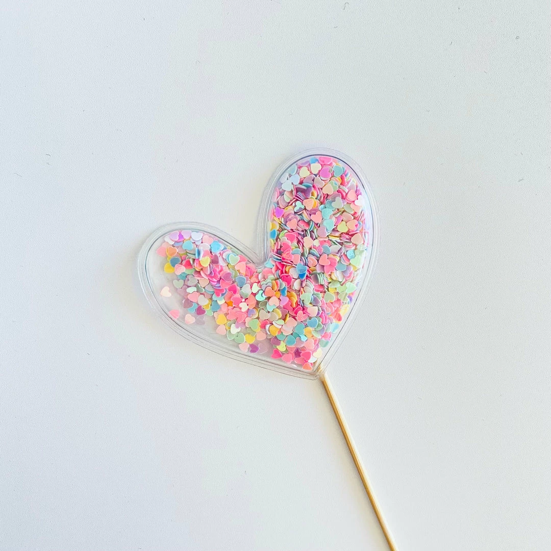 Favor Lane Confetti Filled PVC Cake Topper - Pastel Heart 5 Favor Lane Confetti Filled PVC Cake Topper - Pastel Heart