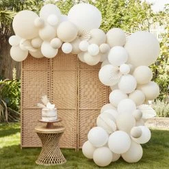 Ginger Ray Boho Nude & White Balloon Arch With Paper Fans WEDDINGS
