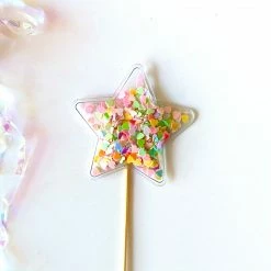 Favor Lane Confetti Filled PVC Cake Topper - Pastel Star