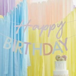 Favor Lane Paper Garlands + Buntings Pastel Eco Friendly Happy Birthday Banner Bunting