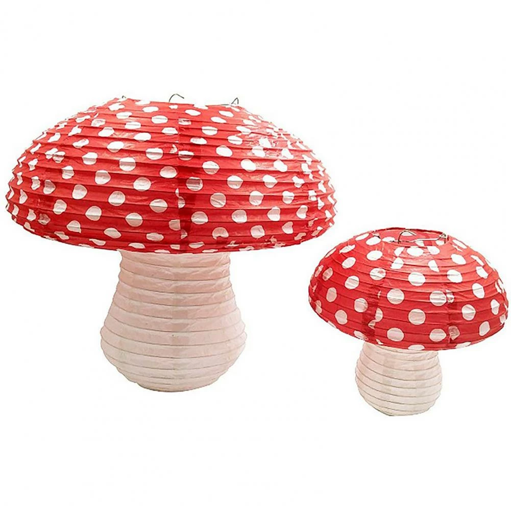 Favor Lane Hanging Mushroom Paper Lanterns - 2 Pack Honeycomb Decorations 3 Favor Lane Hanging Mushroom Paper Lanterns - 2 Pack Honeycomb Decorations