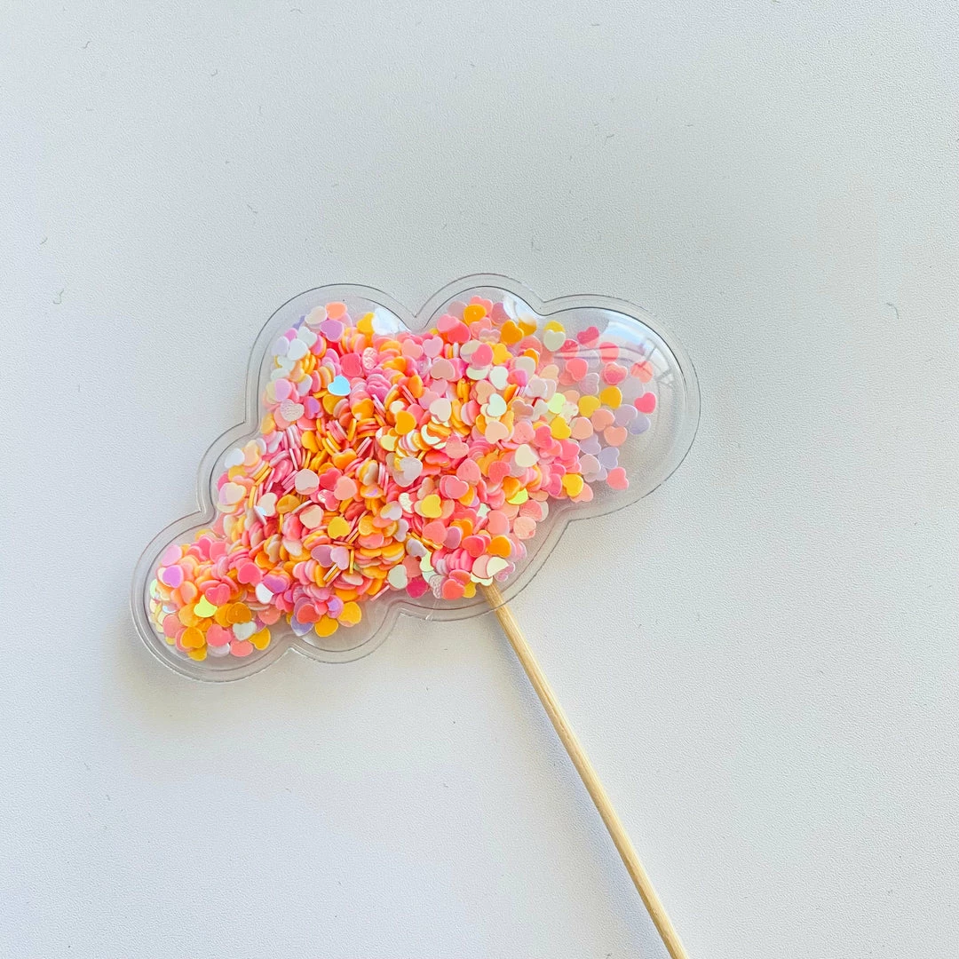 Favor Lane Confetti Filled PVC Cake Topper - Sherbet Cloud Cake Toppers 6 Favor Lane Confetti Filled PVC Cake Topper - Sherbet Cloud Cake Toppers