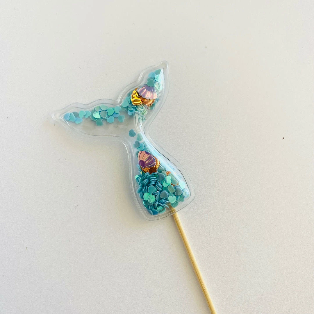 Favor Lane Confetti Filled PVC Cake Topper - Mermaid Tail Cake Toppers 5 Favor Lane Confetti Filled PVC Cake Topper - Mermaid Tail Cake Toppers