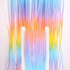 Favor Lane Pastel Rainbow Fringe Curtain Backdrop