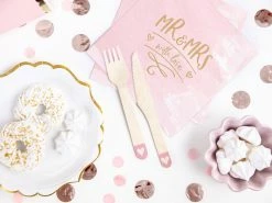 PartyDeco WEDDINGS Blush Pink Hearts Wooden Cutlery 18pk