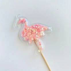 Favor Lane Confetti Filled PVC Cake Topper - Pink Flamingo