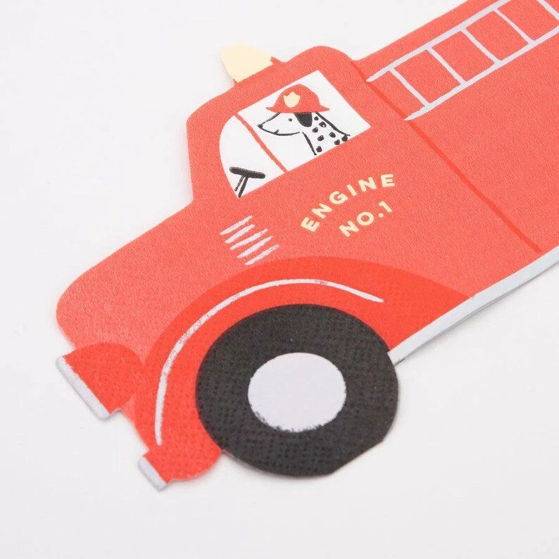Meri Meri Party TABLEWARE Fire Truck Paper Plates 4 Meri Meri Party TABLEWARE Fire Truck Paper Plates