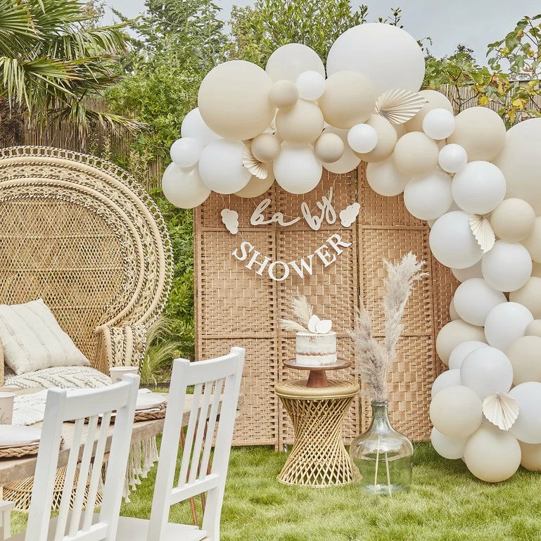 Ginger Ray Boho Nude & White Balloon Arch With Paper Fans WEDDINGS 5 Ginger Ray Boho Nude & White Balloon Arch With Paper Fans WEDDINGS