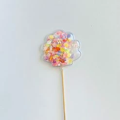 Favor Lane Confetti Filled PVC Cake Topper - Pink Clam