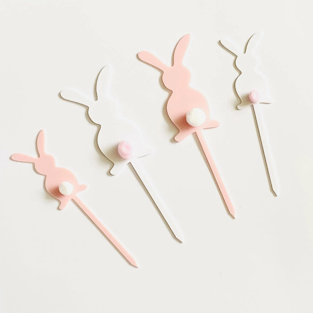 Favor Lane Cake Toppers Bunny Acrylic Cake Topper Set 6 Favor Lane Cake Toppers Bunny Acrylic Cake Topper Set