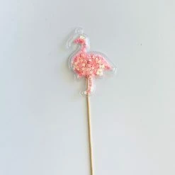 Favor Lane Confetti Filled PVC Cake Topper - Pink Flamingo