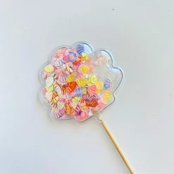 Favor Lane Confetti Filled PVC Cake Topper - Pink Clam