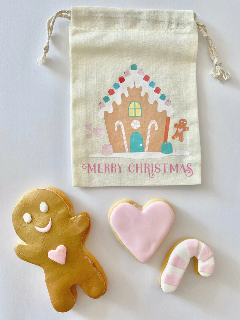Favor Lane Favour/Party Bags Calico Party Favour Bag - Merry Christmas Gingerbread House 4 Favor Lane Favour/Party Bags Calico Party Favour Bag - Merry Christmas Gingerbread House
